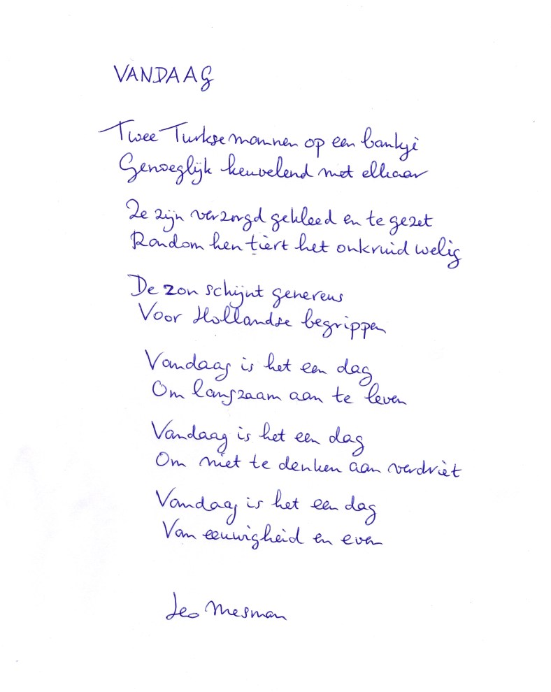 Gedicht Vandaag Leo Mesman